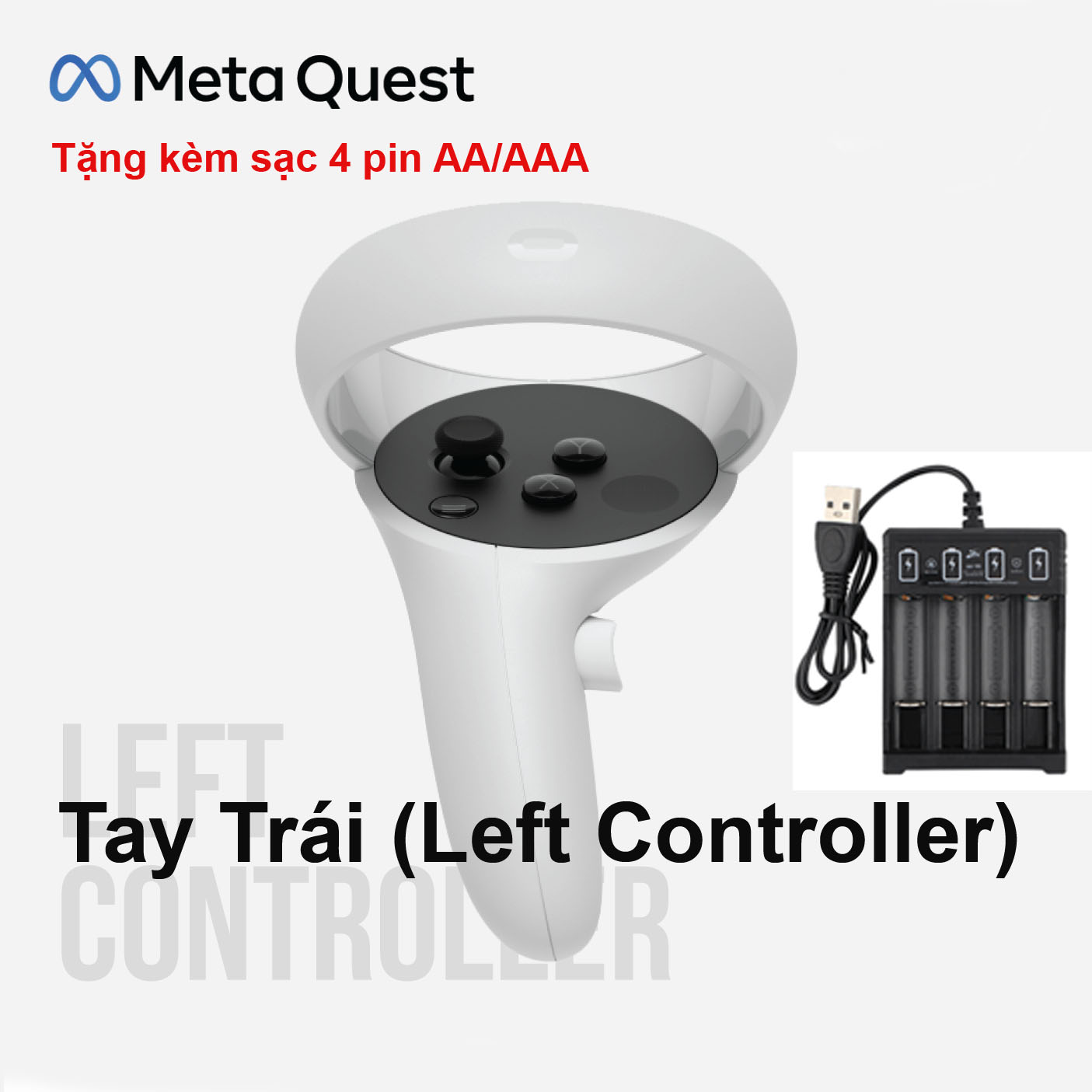 Tay cầm Meta Oculus Quest 2 Controller chính hãng, tặng kèm sạc 4pin AA/AAA (0508)