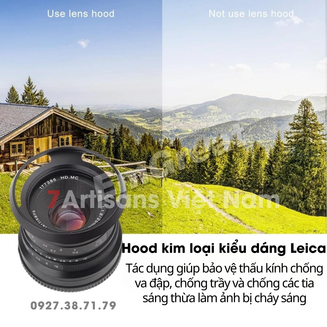 Ống kính 7artisans 25mm f1.8 đa dụng khẩu độ lớn dùng sony e, fujifilm, canon eos-m, nikon z và panasonic olympus m43