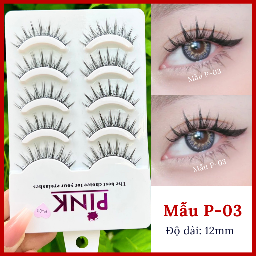 Lông mi giả hộp hồng 5 cặp/hộp