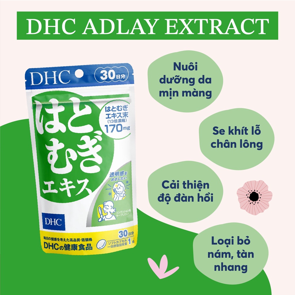 Combo Viên Uống DHC Sáng Da Mờ Thâm 30 Ngày (Adlay & Vitamin C)