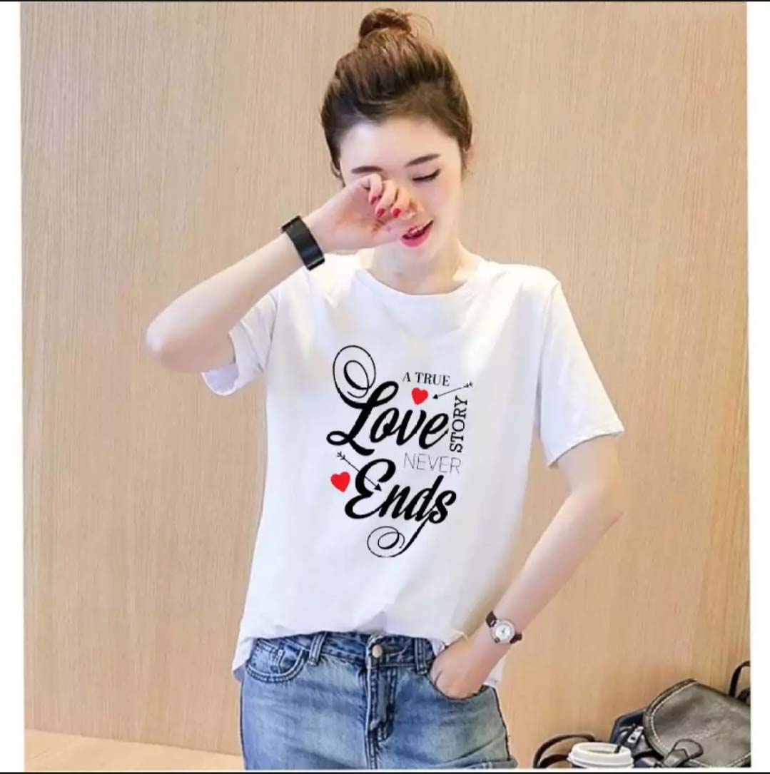 [HCM]Áo thun nữ form rộng Hàn Quốc in hình LOVE END dễ thương vải dày mịn mát