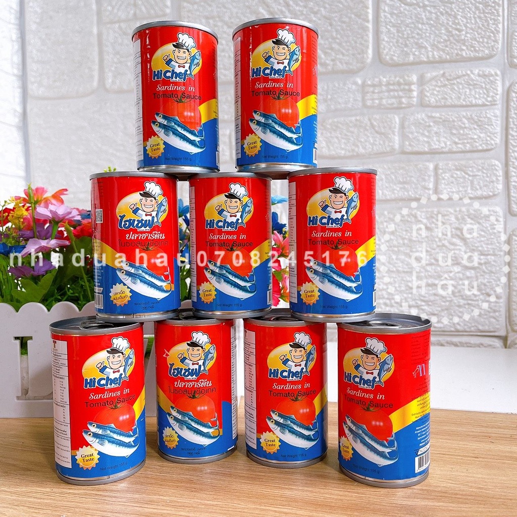 10 lon Cá mòi cá hộp sốt cà Hi Chef 155g/lon