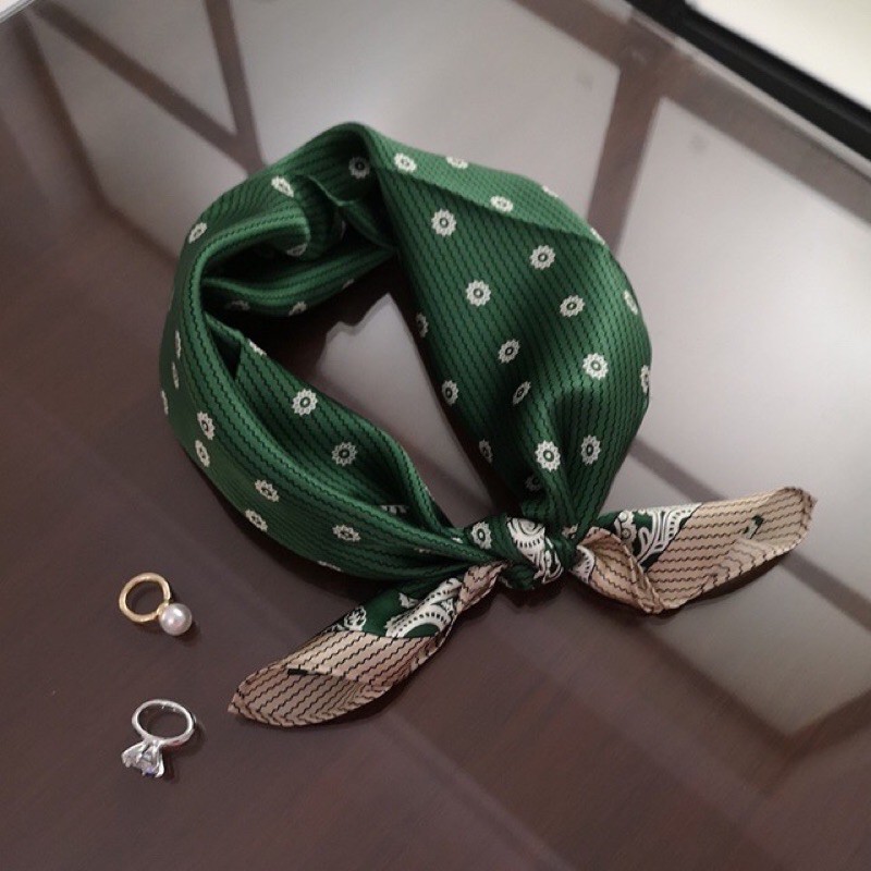 [HCM]Khăn turban lụa vuông cột cổ áo thanh lịch size 58x58cm