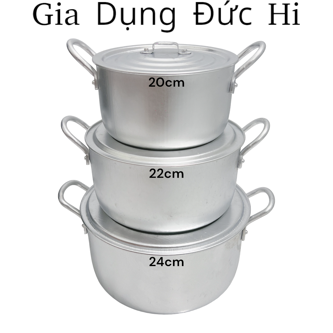 Bộ 3 Nồi Nhôm Size 20cm 22cm 24cm