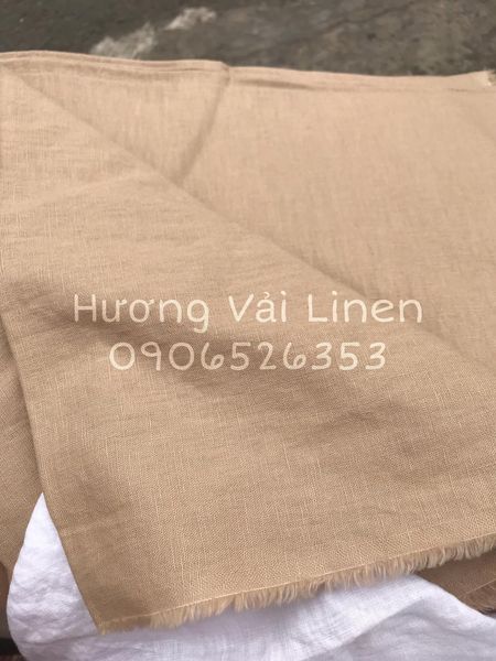 Vải linen bột be sữa đã wash cn!
