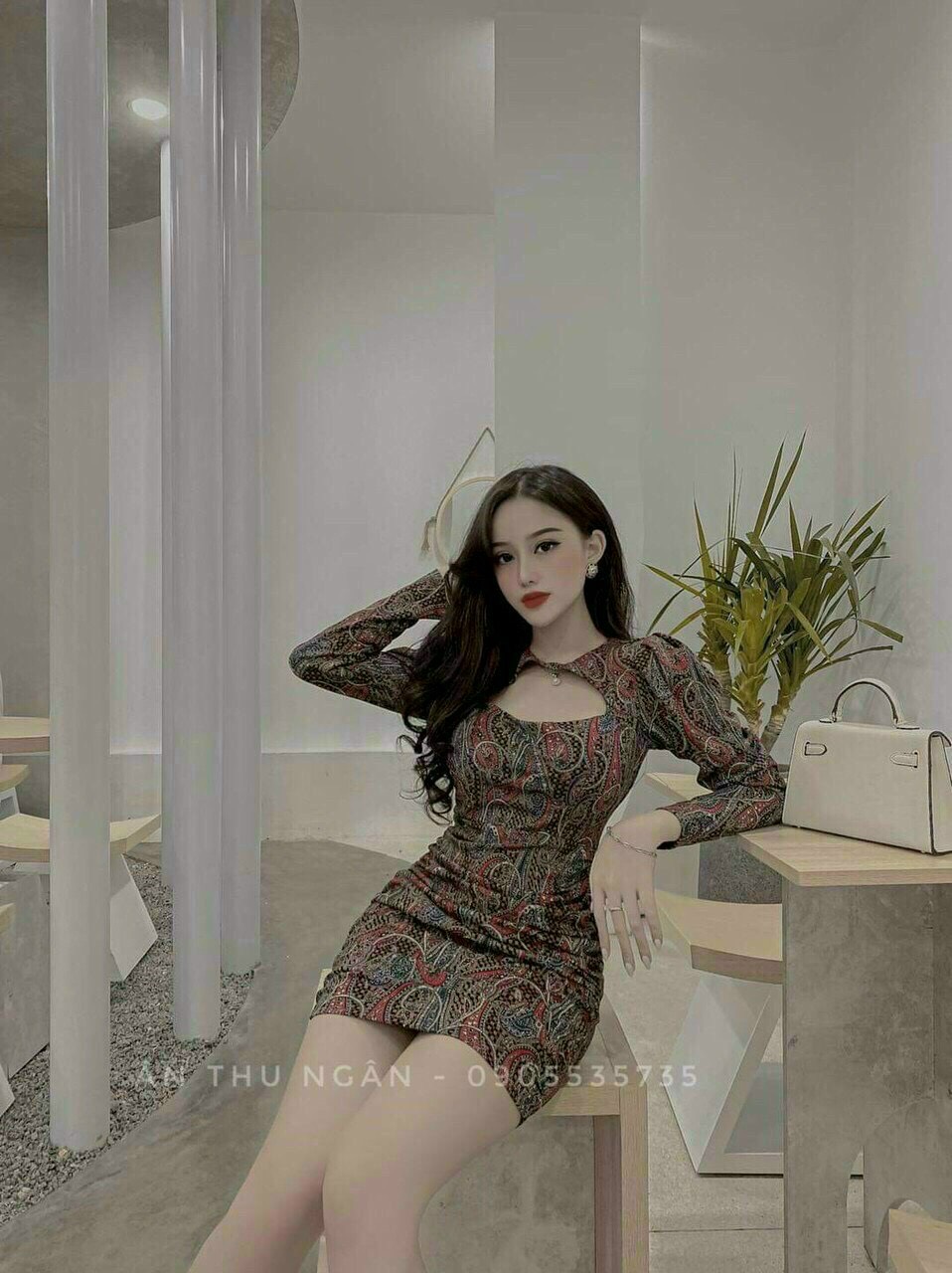 [HCM]Đầm nữ đầm body tay dài hở ngực