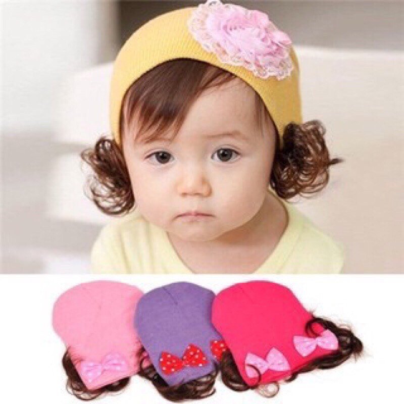 Mũ len kèm tóc giả cho bé/Mom Space
