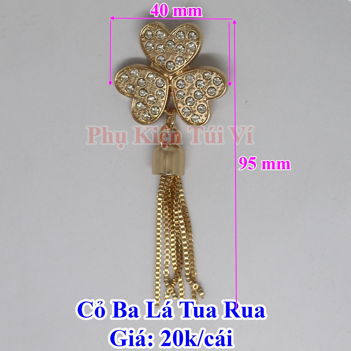 Mạc cỏ ba lá may mắn tua rua làm túi xách