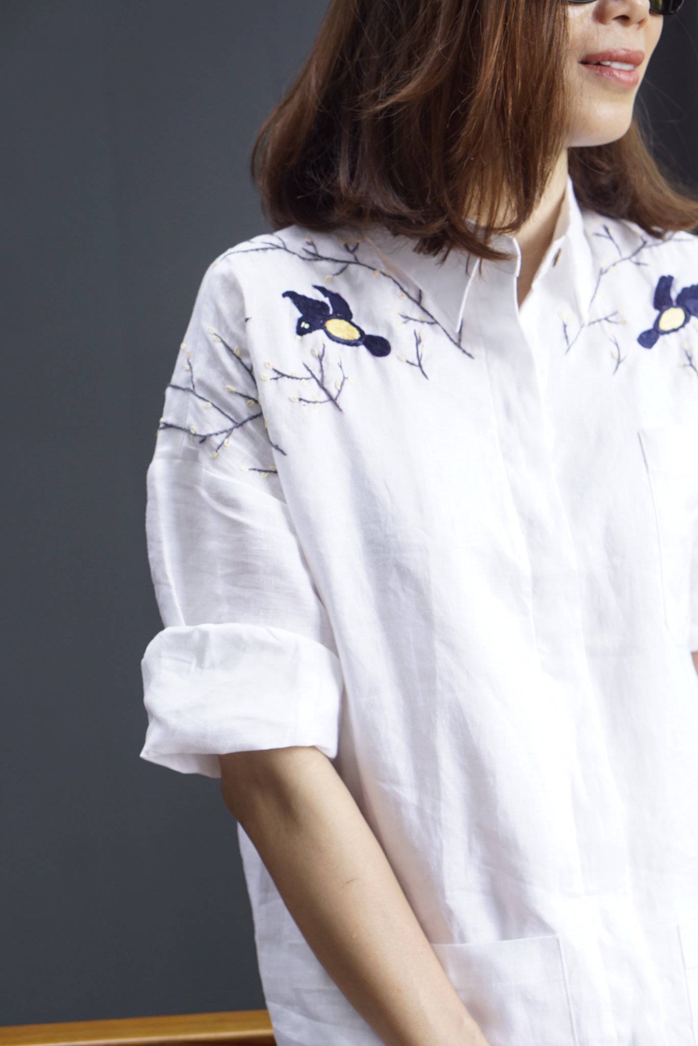 Đầm linen thêu vai - BIJ  MaxMessi