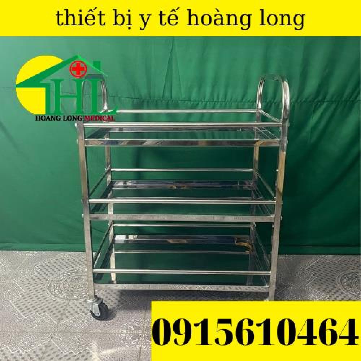 Xe Tiêm 3 Tầng Inox - Xe Đẩy Inox