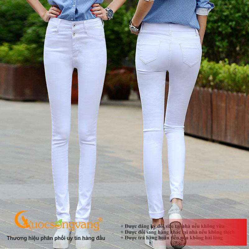 Quần jean trắng quần bò lưng vừa co giãn GLQ116 Cuocsongvang