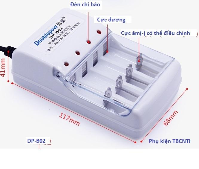 Combo sạc Doublepow DP-B02 và 4 pin tiểu sạc AAA1050mAh