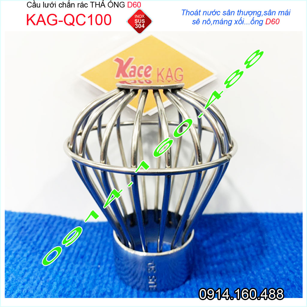 Quả cầu lưới Inox 304 dày Blanca KAG-QC100, cầu chắn rác sân thượng thả ống D60-90, cầu chặn rác thoát nước mưa thoát nhanh chặn rác tốt sử dụng vĩnh viễn