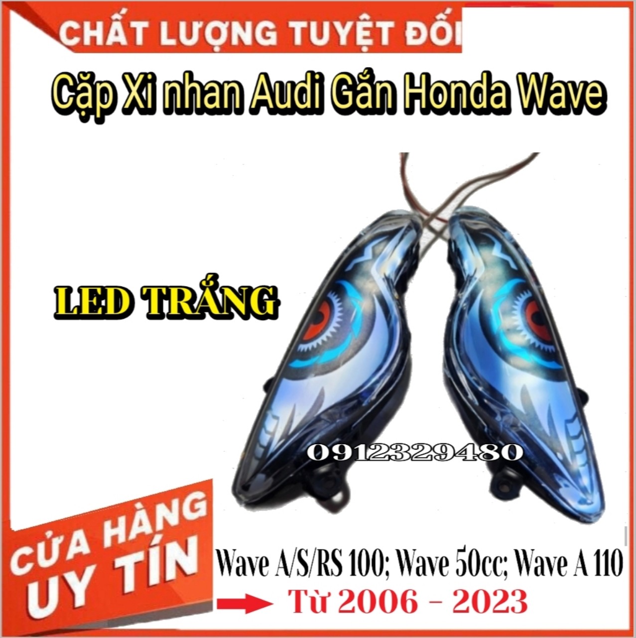 Audi Built-in LED Owl Indicator For Honda Wave A/S/RS 100; Wave A 110; Wave 50cc From 2006 to 2023 (Price for 1 Pair)