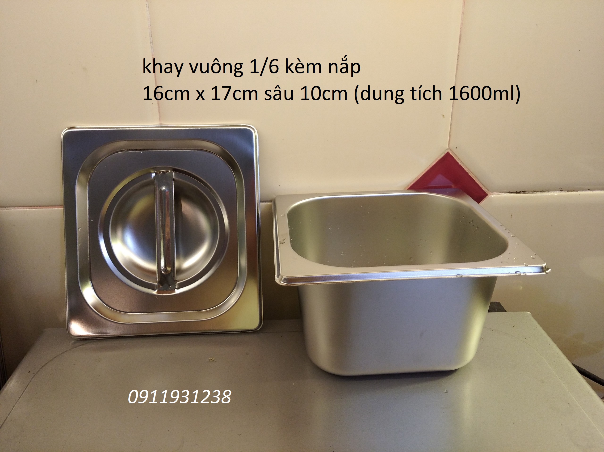 Khay inox đựng topping, đồ thực phẩm inox