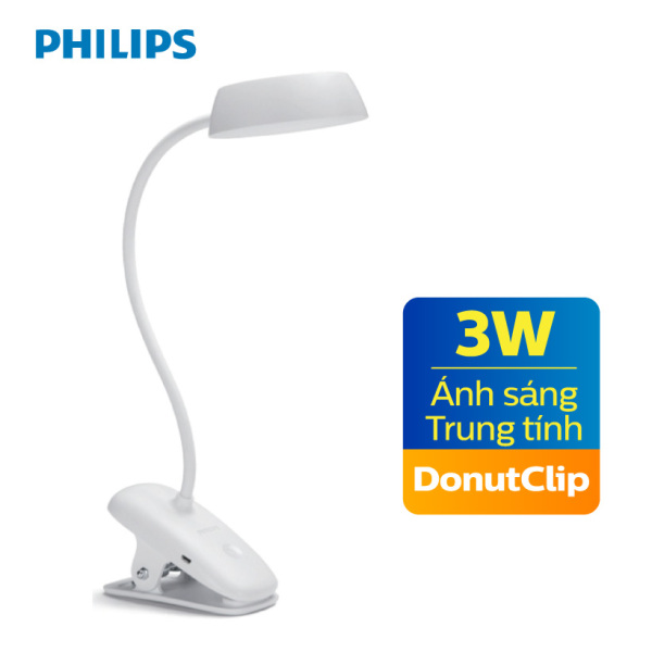 Đèn bàn sạc Philips đèn kẹp DonutClip DSK201 PT 3W USB 3000K cổng USB 5V