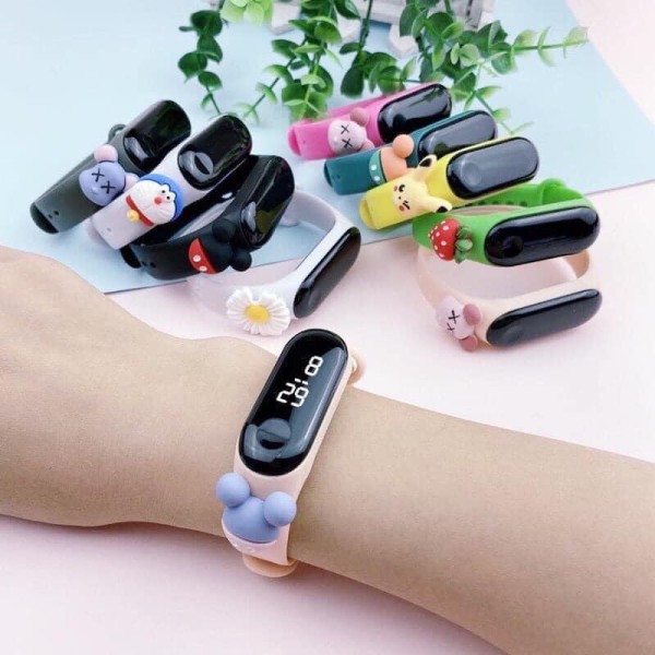 Đồng hồ điện tử đeo tay chống thấm trẻ em - Cho bé trai gái màn hình LED đính hình đáng yêu bán chạy