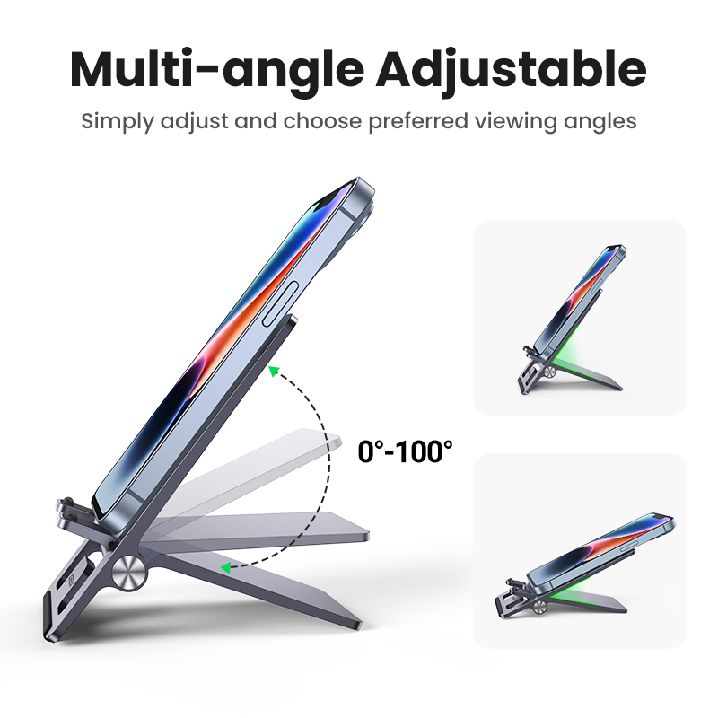 Ugreen Cell Phone Stand for Desk Adjustable Phone Holder Dock for iPhone 14 Plus/iPhone 15 14 Pro Max 13 12 Pro Max Xiaomi Foldable Mobile Phone Holder Stand