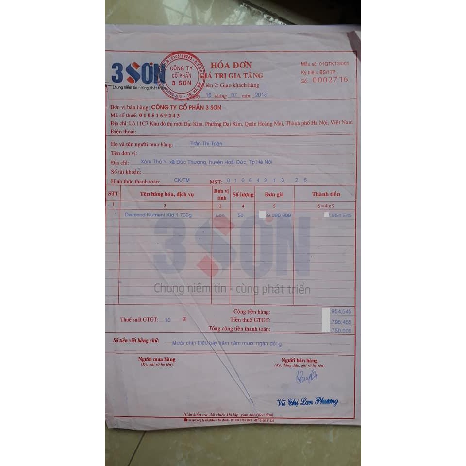 Combo 2 lon sữa Diamond Nutrient Kid 1+ 800g 1-10 tuổi (HSD 12/2026)