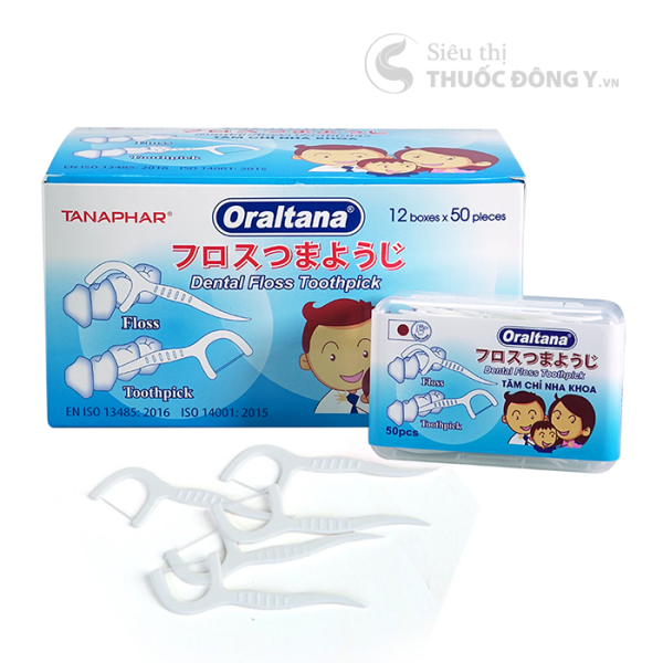 Tăm chỉ nha khoa Oraltana Hộp 50 cái xuất Nhật, Tăm chỉ y tế chất lượng cao với sợi chỉ siêu dai hoạt động linh hoạt loại bỏ thức ăn khỏi phần kẽ răng chật nhất, sản xuất theo tiêu chuẩn quốc tế đạt chuẩn