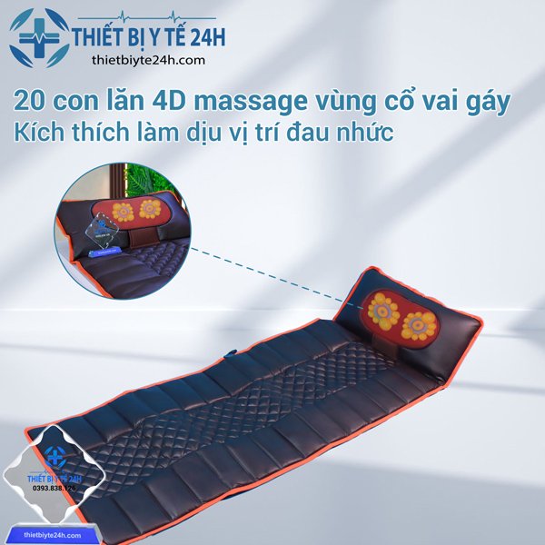 Nệm Massage Toàn Thân, Đệm Mát Xa Toàn Thân Hồng Ngoại BEAME Cao Cấp Với 20 Con Lăn 4D Massage Vùng Cổ Vai Gáy Làm Dịu Vị Trí Đau Nhức  Kết Hợp 10 Động Cơ Rung Massage Toàn Thân