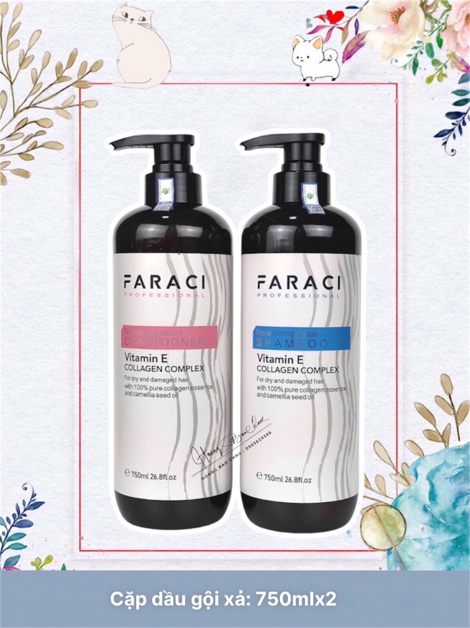 Dầu gội xả FARACI phục hồi tóc siêu mềm mượt cặp 750ml hợp mọi loại tóc mùi thơm sang dễ chịu