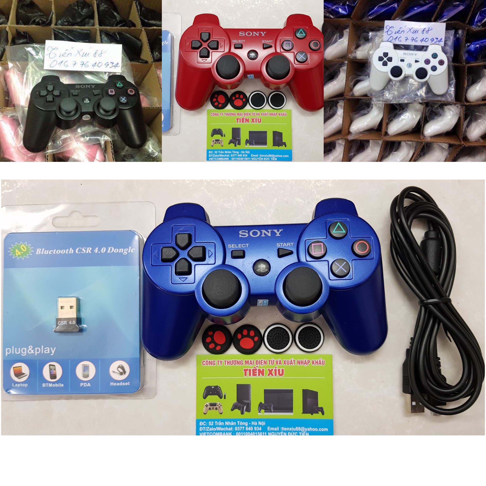 Tay ps3 cao cấp cho PC Laptop tặng dây sạc usb bảo hành 7 ngày tay cầm Ps3 PS3 tay bấm