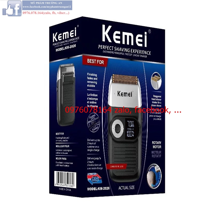 Kemei KM-2026 Rechargeable Cordless Razor For Men