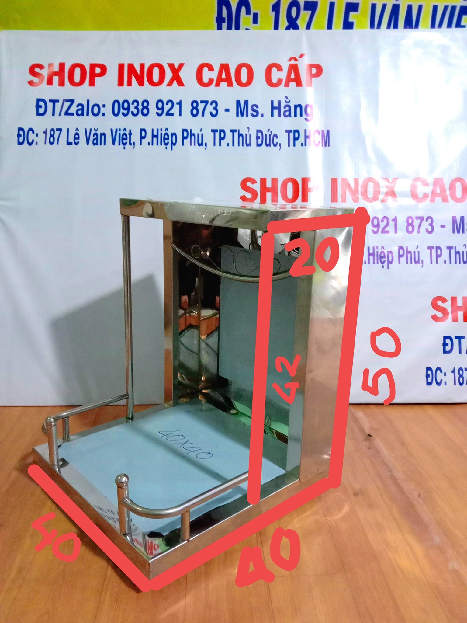 Bàn thờ ông địa - bàn thờ có mái inox cao cấp cỡ lớn mã: bth40i