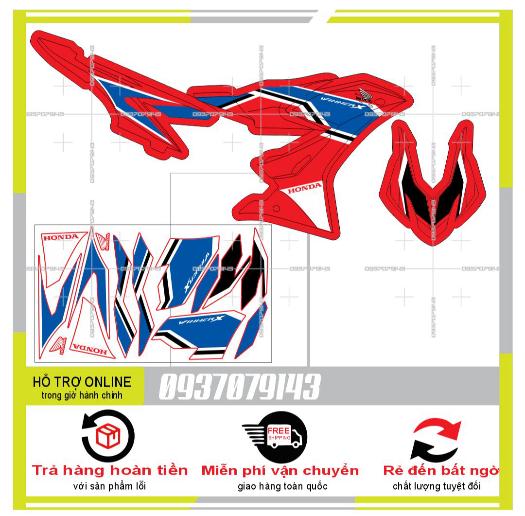 TEM RỜI WINNER X HRC DÁN XE ĐỎ