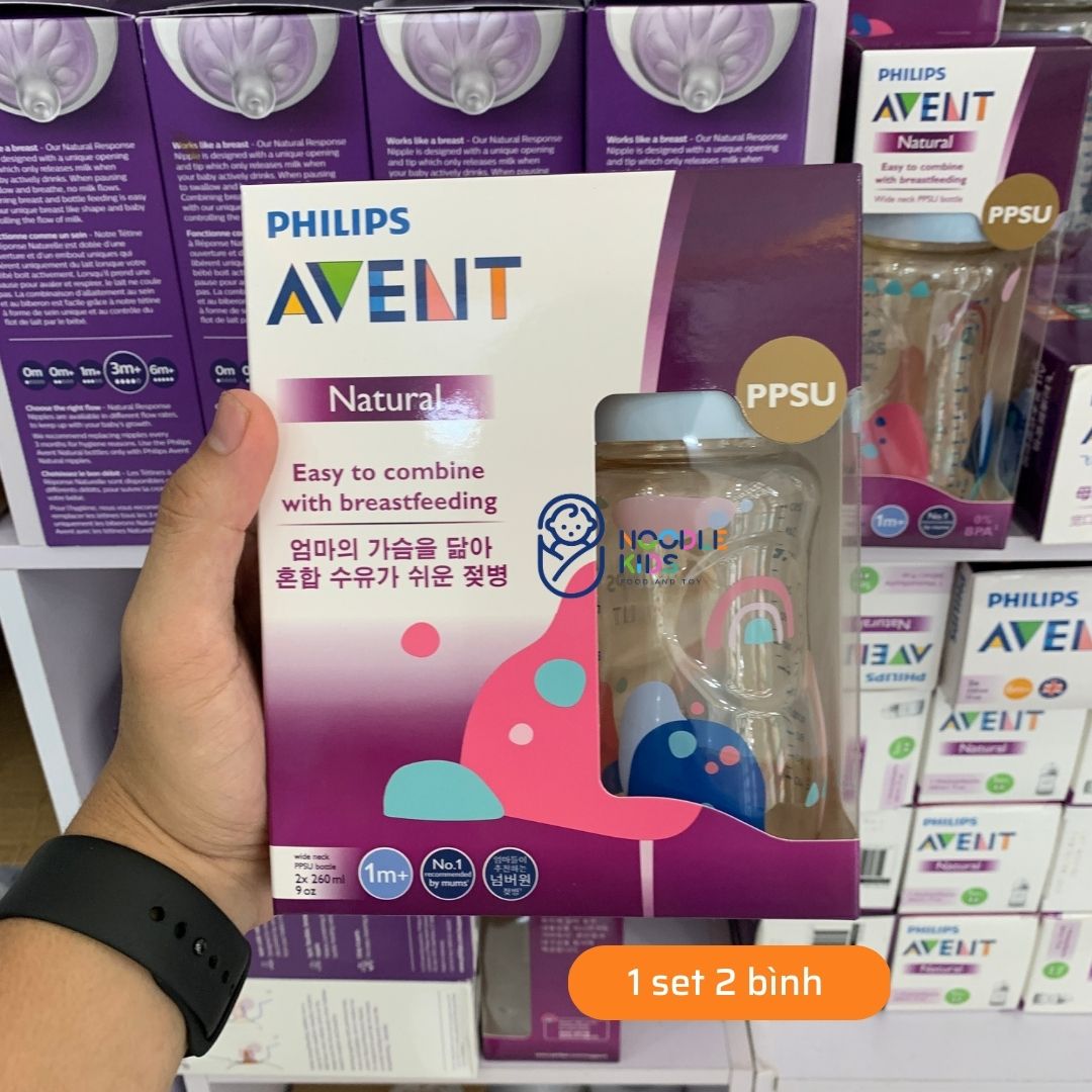 Bình sữa Avent Natural PPSU 125ml 260ml 330ml [Được chọn núm 0 - Y][CHÍNH HÃNG]
