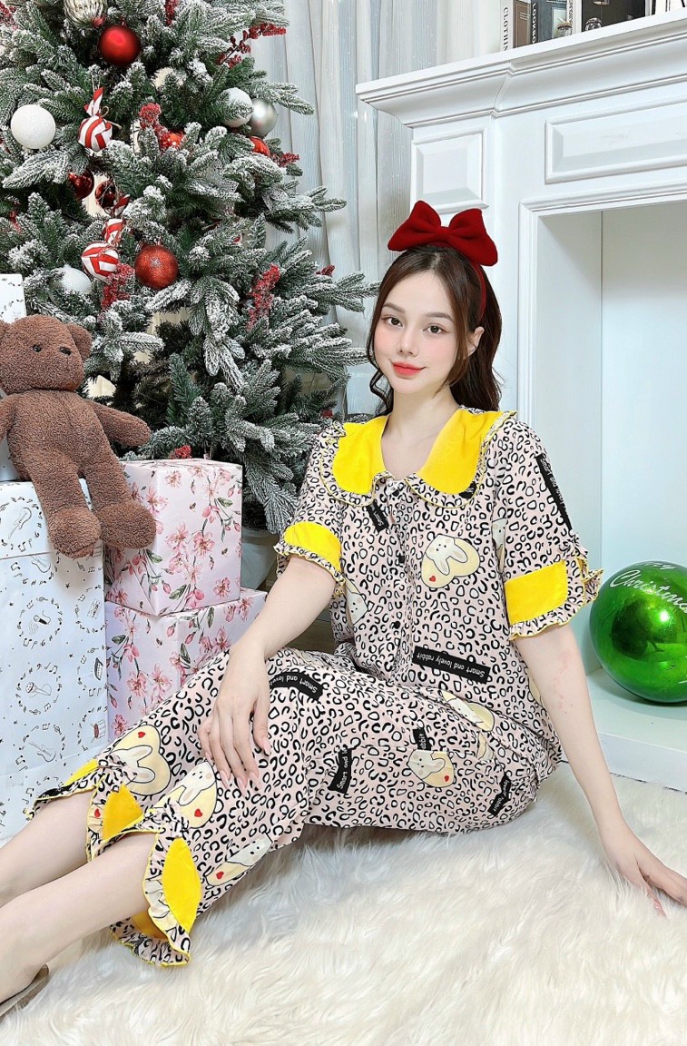 Set dài lụa hàn có túi phối cổ họa tiết trẻ trung bao xinh