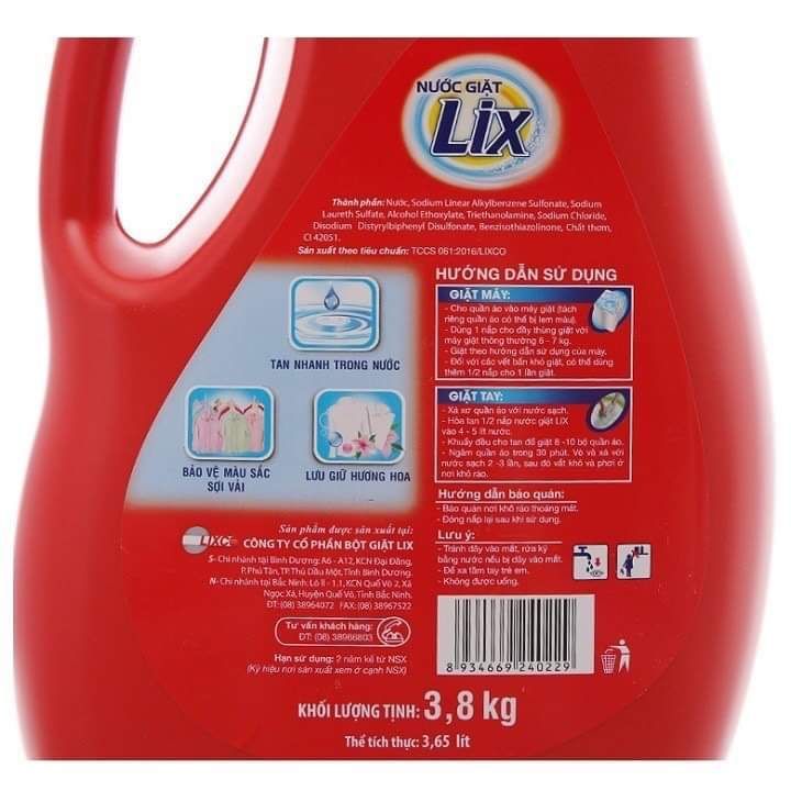 Nước giặt Lix 3,8Kg