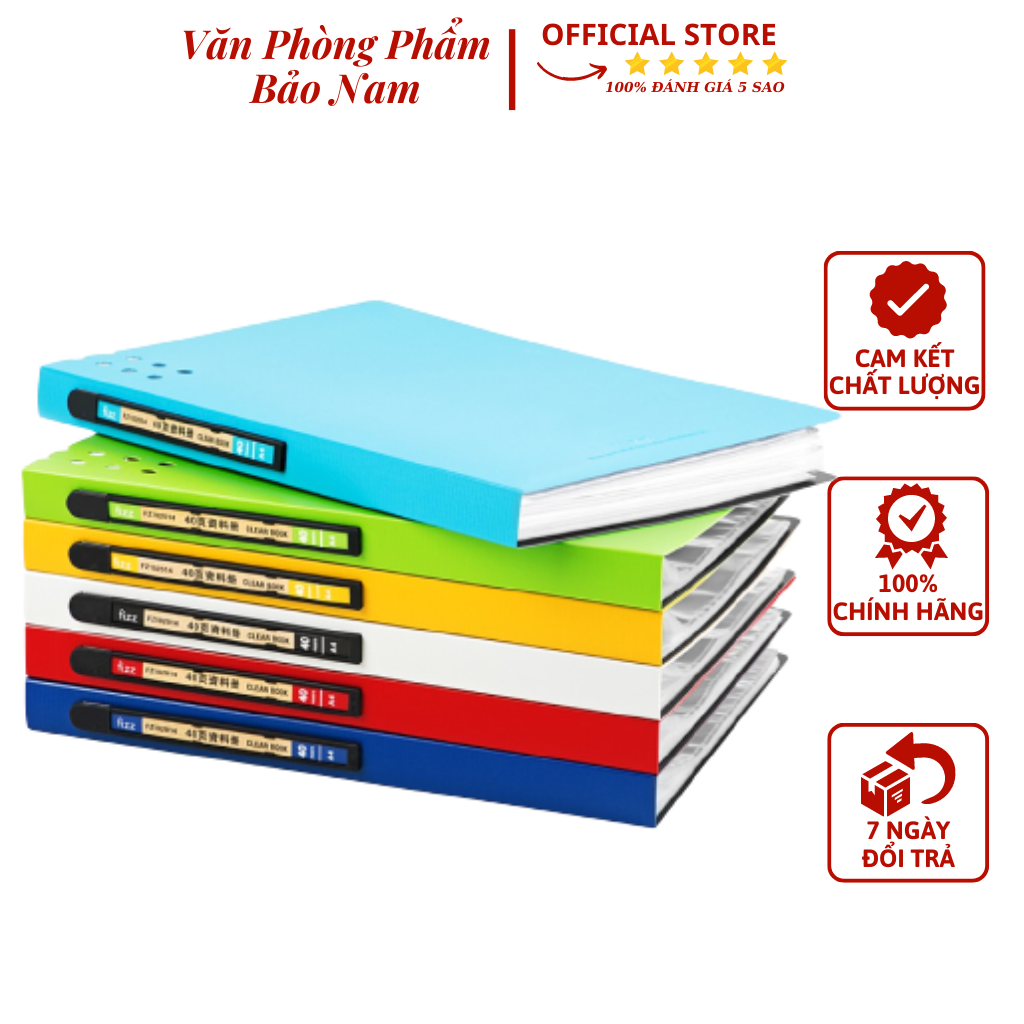 File lá đựng tài liệu a4 20/30/40/60 lá nhựa vân 6 màu cao cấp fizz guangbo fz102012, fz102013, fz102014, fz102015