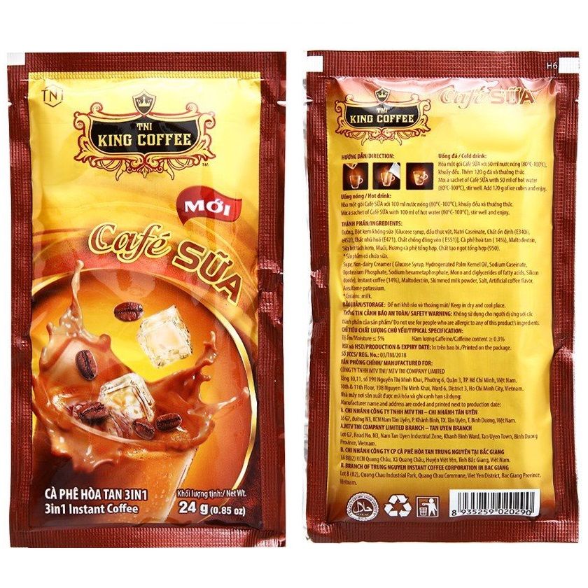 COMB 02 BỊCH CAFE SỮA KING COFFEE mỗi Bịch 50 Gói( MỚI)