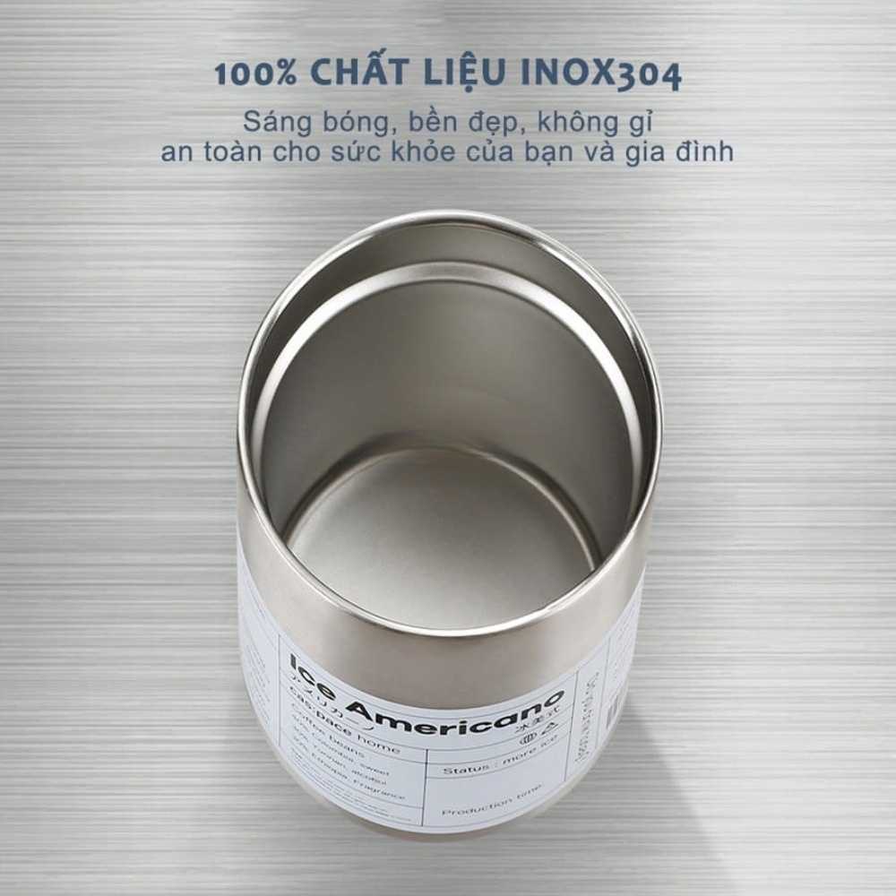 Cốc Giữ Nhiệt Iced Americano Inox 304 Dung Tích 600ml Có Tặng Kèm Ống Hút, Giữ Nhiệt 6-8 Tiếng Thiết Kế Sang Trọng, Có Nắp Chống Tràn Bình Giữ Nhiệt Bình Nước Ly Giữ Nhiệt Binh Nước Giữ Nhiệt Bình Nước Học Sinh Bình Nước