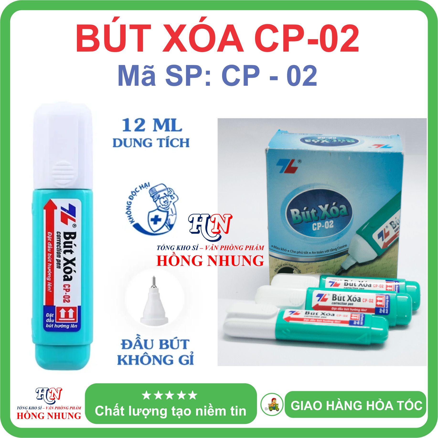 Bút xóa nước thiên long cp-02, an toàn, không độc hại, kiểu dáng nhỏ gọn