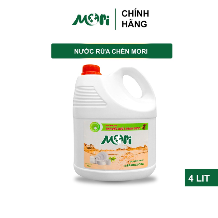 Nước Rửa Chén Tinh Dầu và Thảo Dược Mori Can 4 Lít