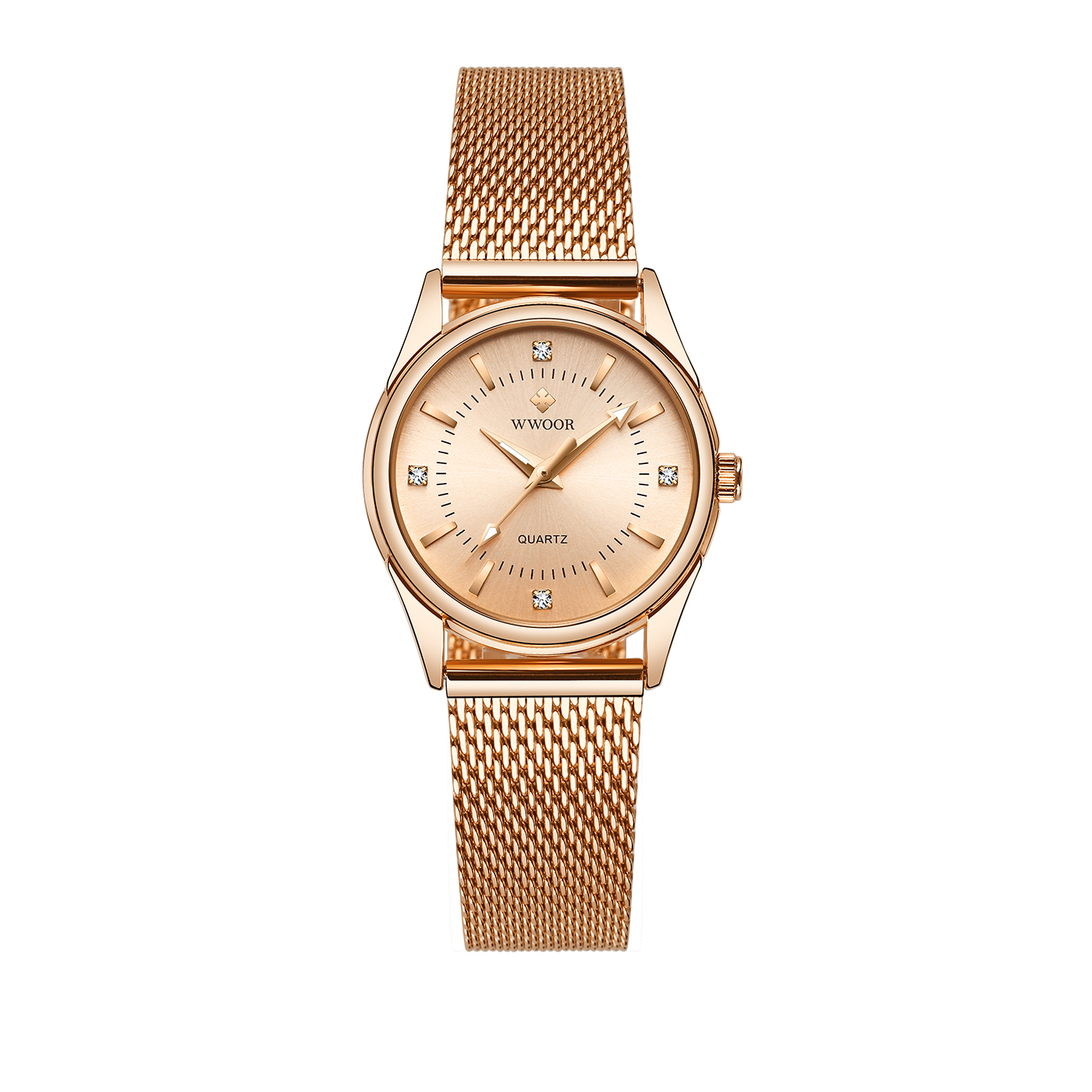 WWOOR Top Luxury Brand Women Casual Wristwatch Model 8852 Gold Stainless Steel Waterproof Mesh Belt Elegant Ladies Quartz Watch Authentic Sale
