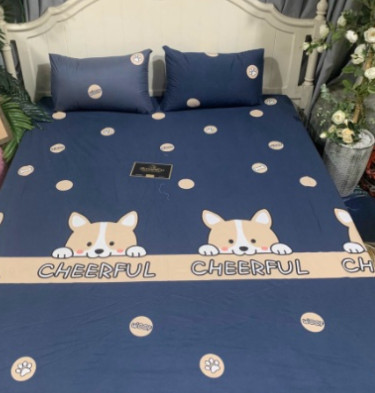 (Siêu rẻ) Ga bọc nệm, drap bo chun kích thước m6/m8/2m2/1m2 siêu đẹp chất Poly - Ga giường bọc bảo vệ đệm, kèm 2 vỏ gối [Lá Me Hồng]