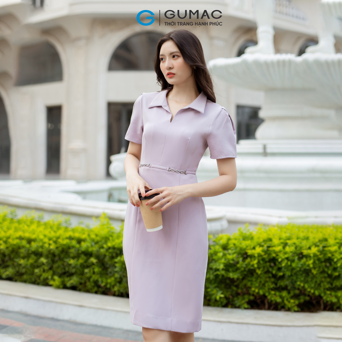 Đầm nữ bút chì khoen eo GUMAC DD07066