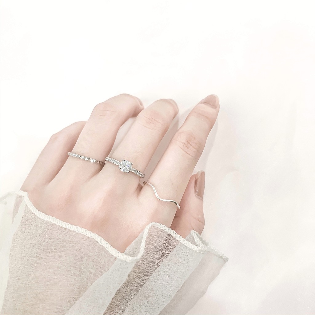 ✘✜✜ Nhẫn Bạc Vàng Trắng Peach 4 Chấu ền Đá Vuông NT705