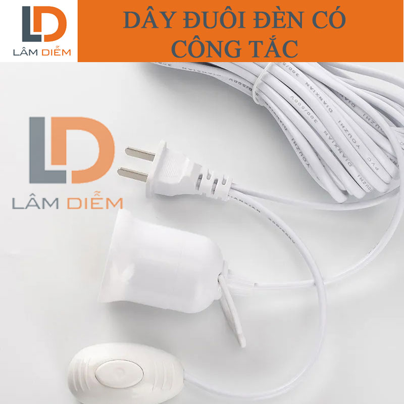 Dây đuôi đèn E27 có công tắc phích cắm dây dài 2m5 - 4m5