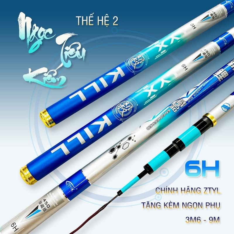 Cần câu tay ngọc tiêu kiếm độ cứng 5h, 6h chuyên săn cá chép trắm trôi chất liệu carbon xoắn ct18 - sanami fishing