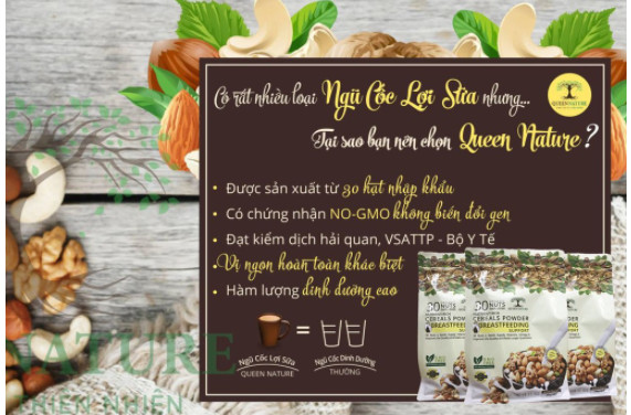 Ngũ Cốc Kích Lợi Sữa QUEEN NATURE Bịch 800Gr