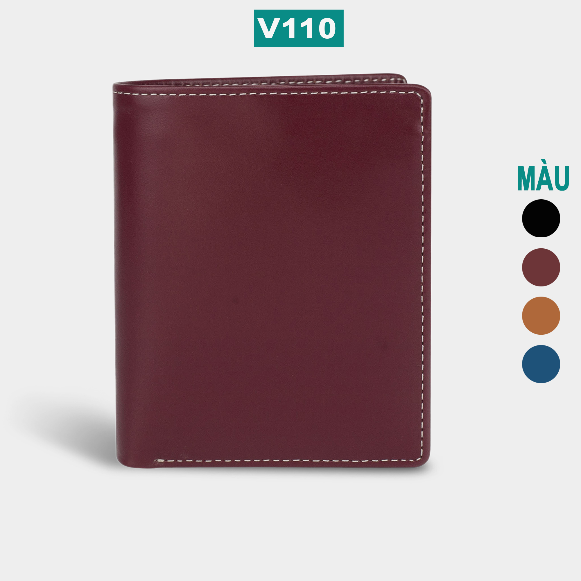 Ví nam da bò Pullup V110 cao cấp, bóp nam da thật màu đỏ nhiều ngăn chứa tiền chứa thẻ, dáng ngang có khóa kéo, 2 màu đen và xanh navy,Fullbox hộp sang trọng làm quà tặng,thương hiệu Bụi leather chuyên đồ da thật,bảo hành 12 tháng