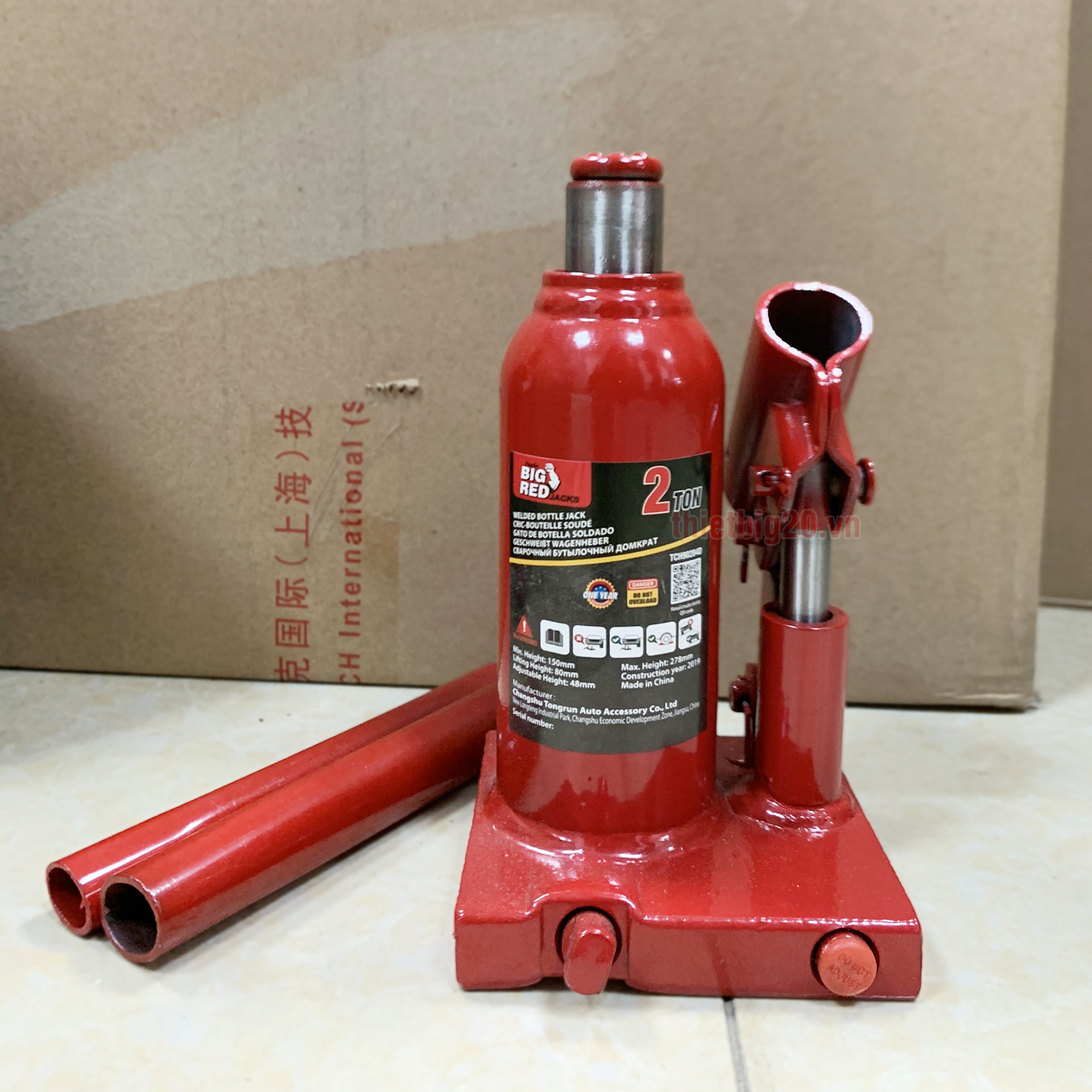 Kích thủy lực, con đội thủy lực 2 tấn Torin Big Red - TCH90204D