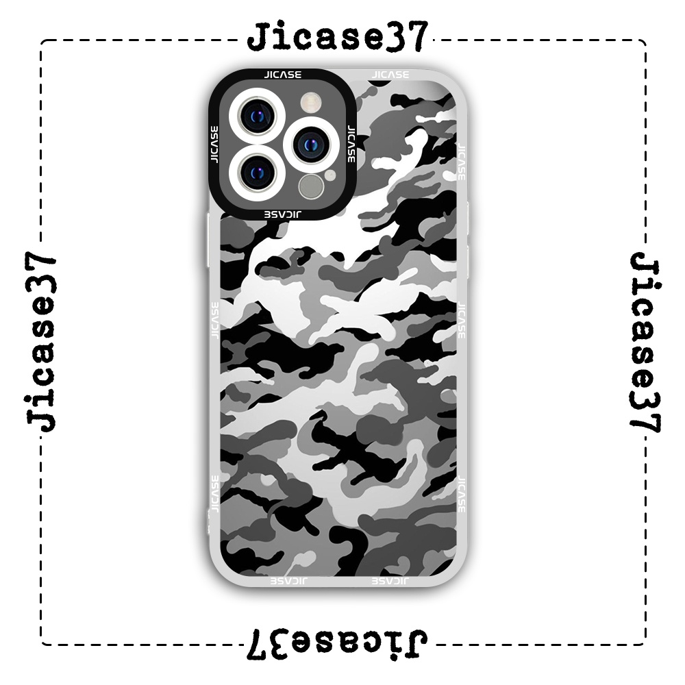 Ốp lưng iphone cạnh vuông Jicase rằn ri xám 6plus/6s/6splus/7/7plus/8/8plus/x/xs/11/12/pro/max/plus/promax
