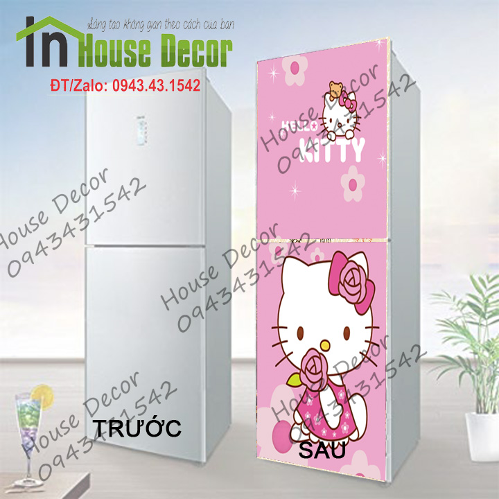 Decal Dán Trang Trí Tủ Lạnh Hello kitty