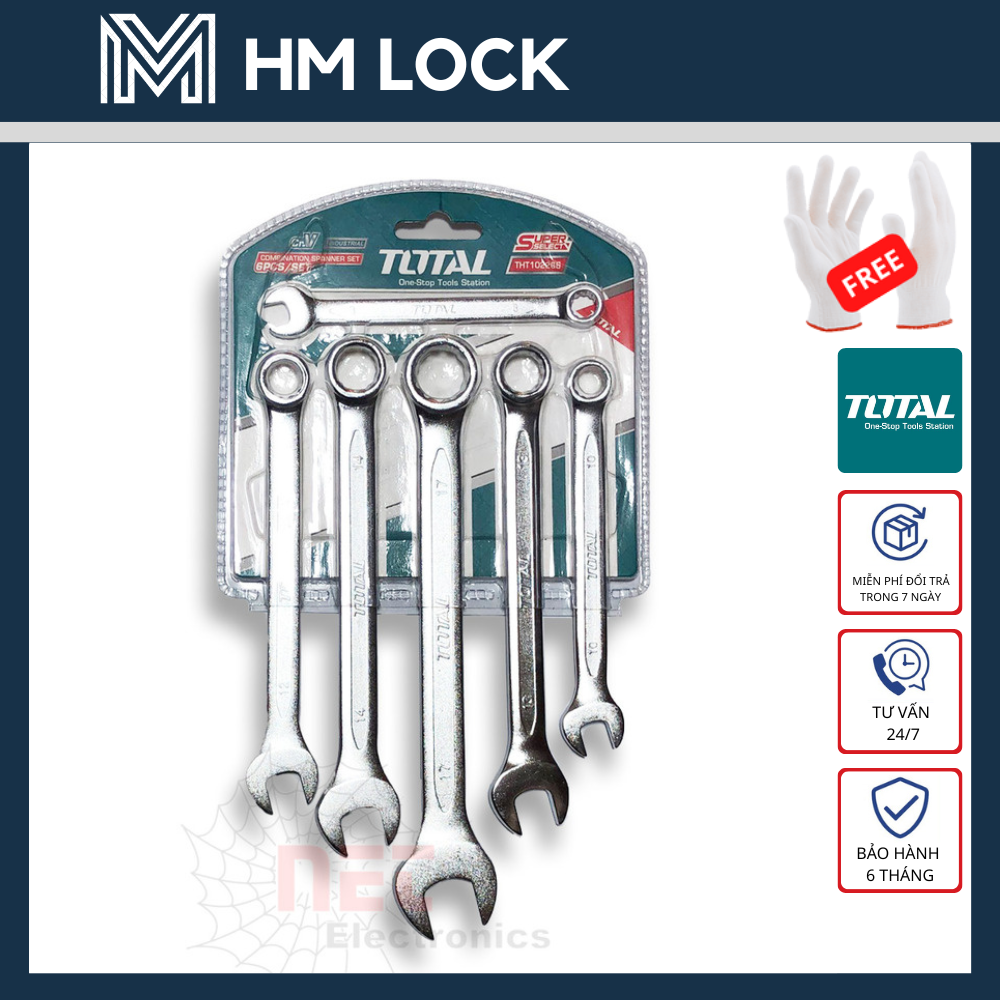 Bộ 6 cờ lê vòng miệng 8- 17mm total - hàng chính hãng - tht102266